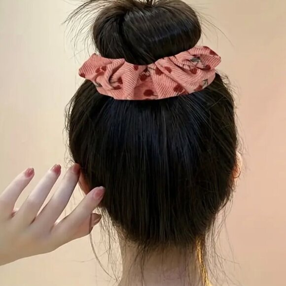 Cherry Print Scrunchies Set | 2-Piece Hair Accessory | NWT - Picture 5 of 5